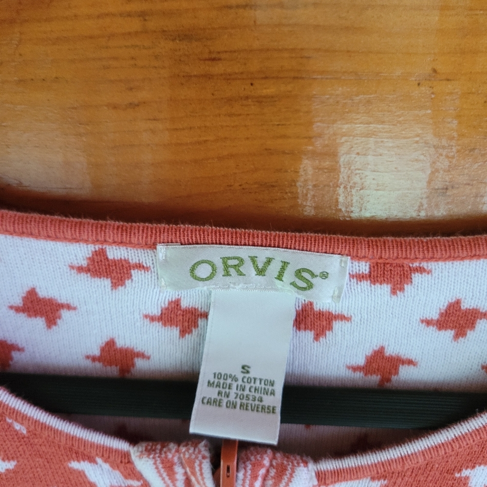 Orvis Terracotta and White Knit Cardigan - Picture 4 of 5